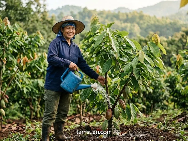 การดูแลต้นโกโก้ให้โตเร็วและให้ผลผลิตดี